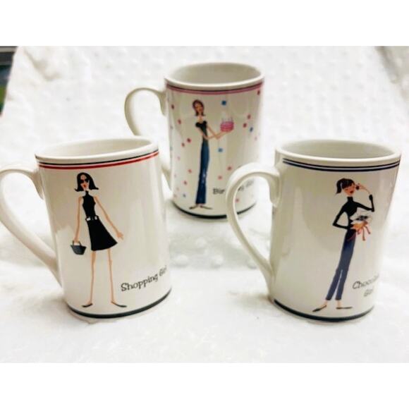 The Girls, The T Company Santa Barbara, Set of (3) Designer 12oz Coffee Mugs - Picture 3 of 7